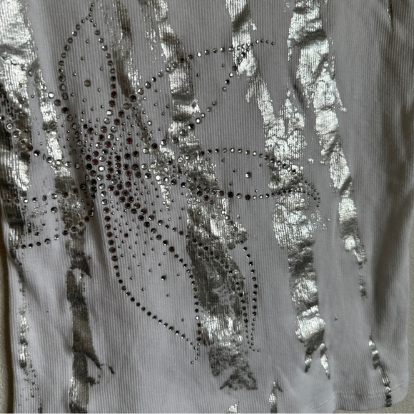Nally and Millie white and chrome rhinestone design tank top - Picture 2 of 5